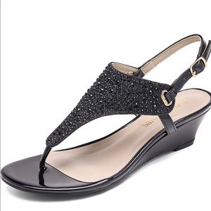 Aditi black dress wedge sandals